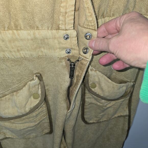 Free People Movement Timko Onesie Overall Matcha Tan Barrel Leg Boho Size Large - Picture 10 of 12